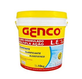 CLORO GRANULADO PARA PISCINA GENCO MULTIPLA AÇÃO 3x1 10Kg