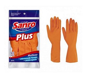 LUVA DE LATEX SANRO PLUS LARANJA