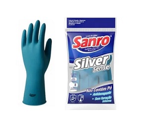 LUVA DE LATEX SANRO SILVER SENSE AZUL